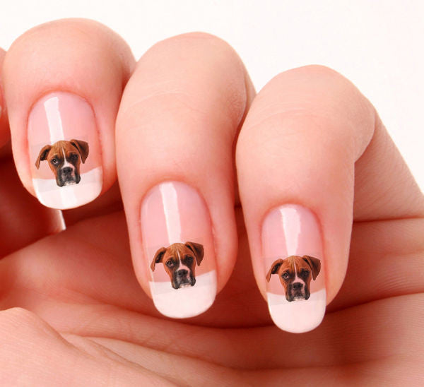 20 NAIL ART STICKERS TRANSFERS DECALS BOXER DOG